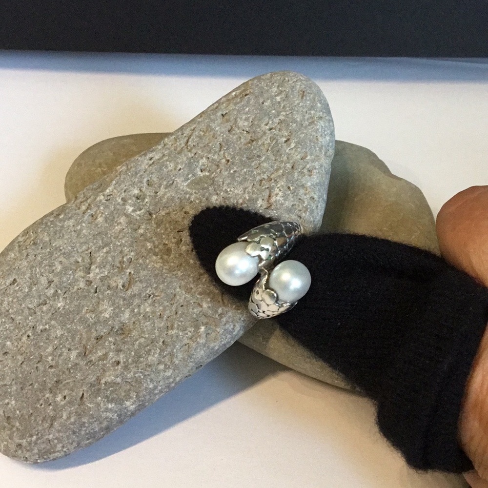 SILVER Genuine Pearl Ring